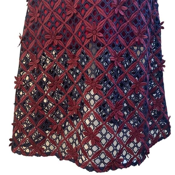 Self-Portrait Floral Grid Midi Dress Lace Collared US 2 UK 6 Extra Small - Picture 4 of 8